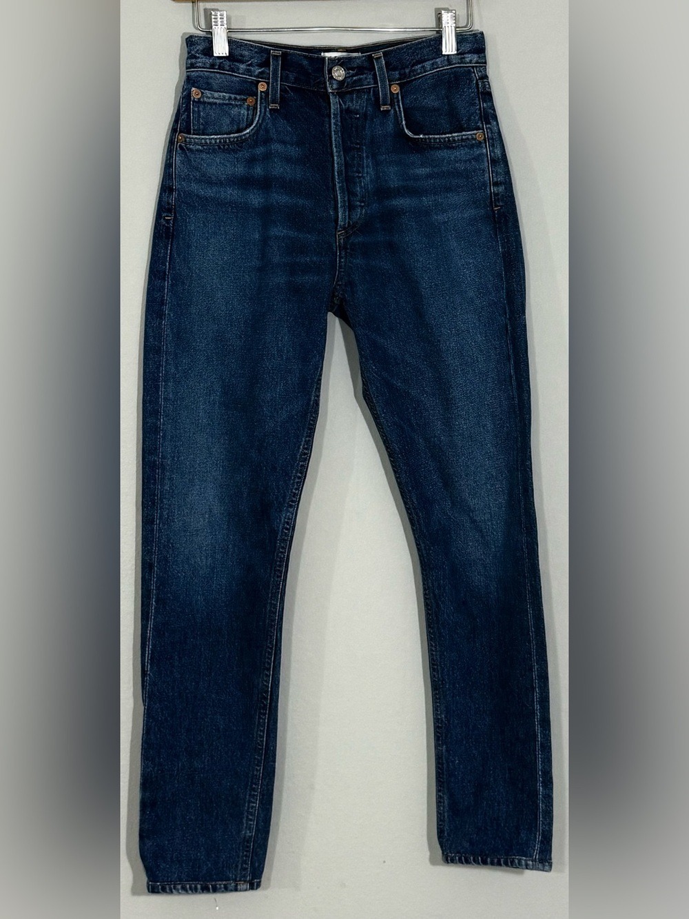 AGOLDE x Amour Vert High Rise Straight Leg Jeans Organic Cotton USA 24